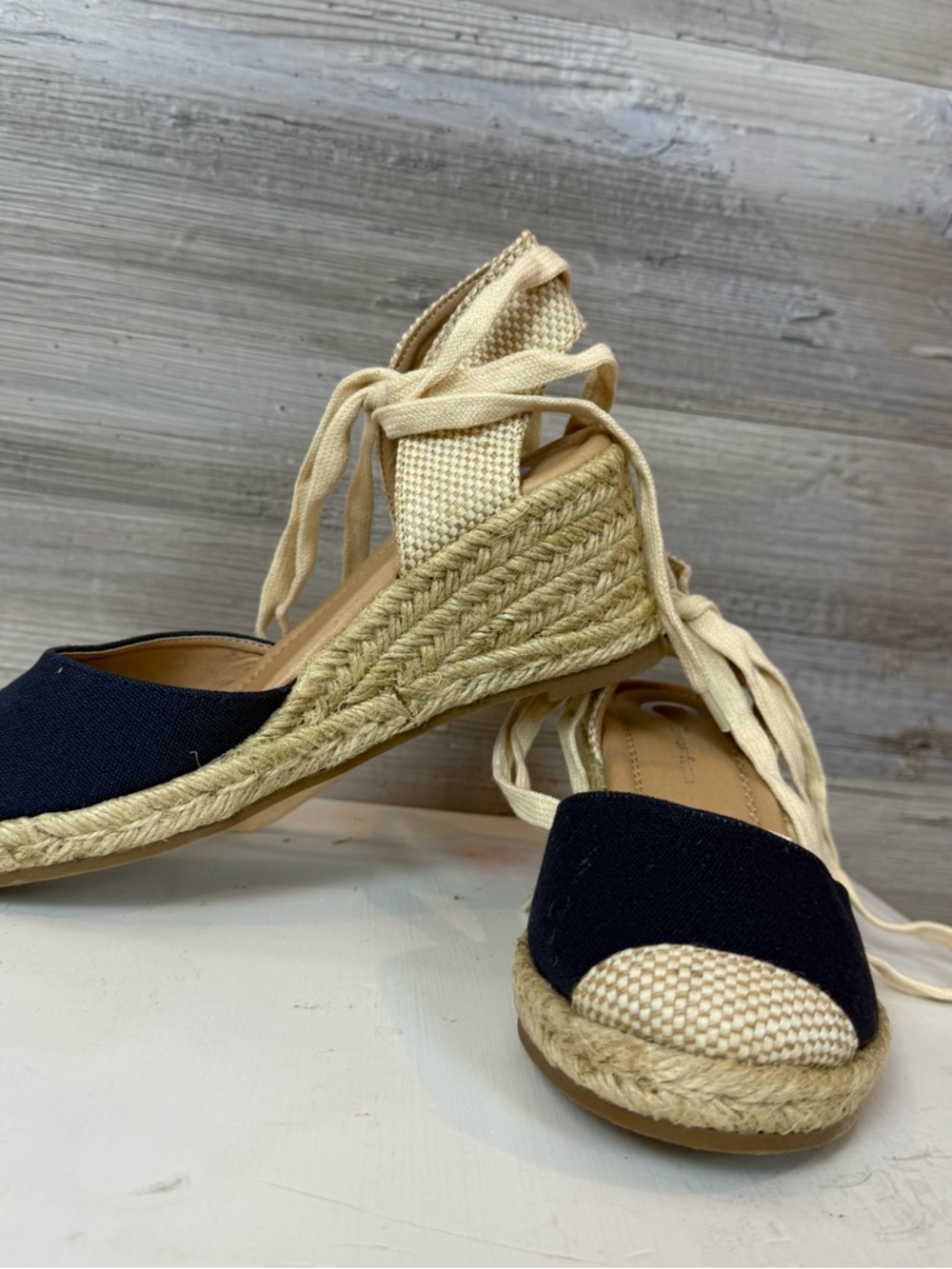 Journee Collection Monte Wedge Heel Espadrille Sandals - Blue - Size 5.5 - Picture 6 of 7